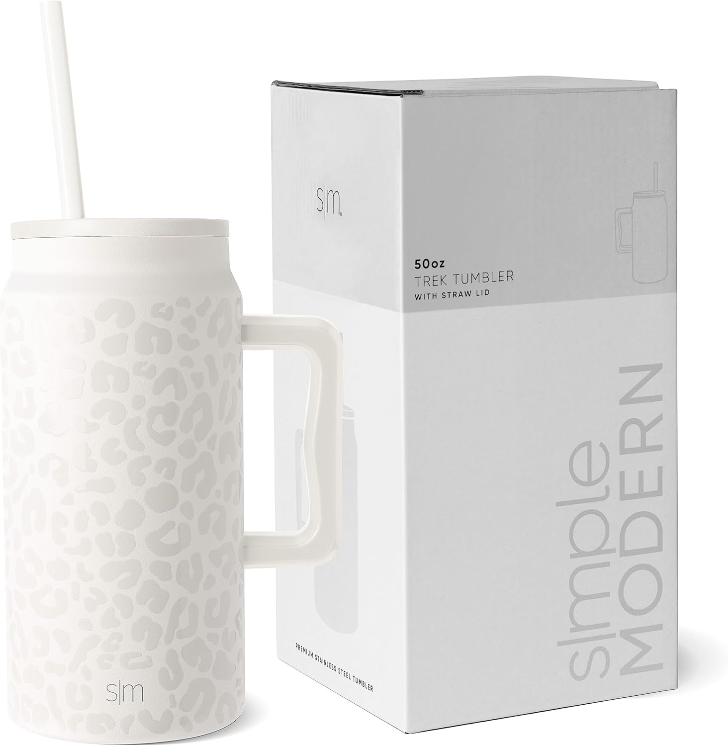 50oz Simple Modern Mug Tumbler with Handle and Straw Lid