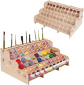 Large Wooden 6-Tiers 60 Bottles Capacity Paint Organizer - Horizontal