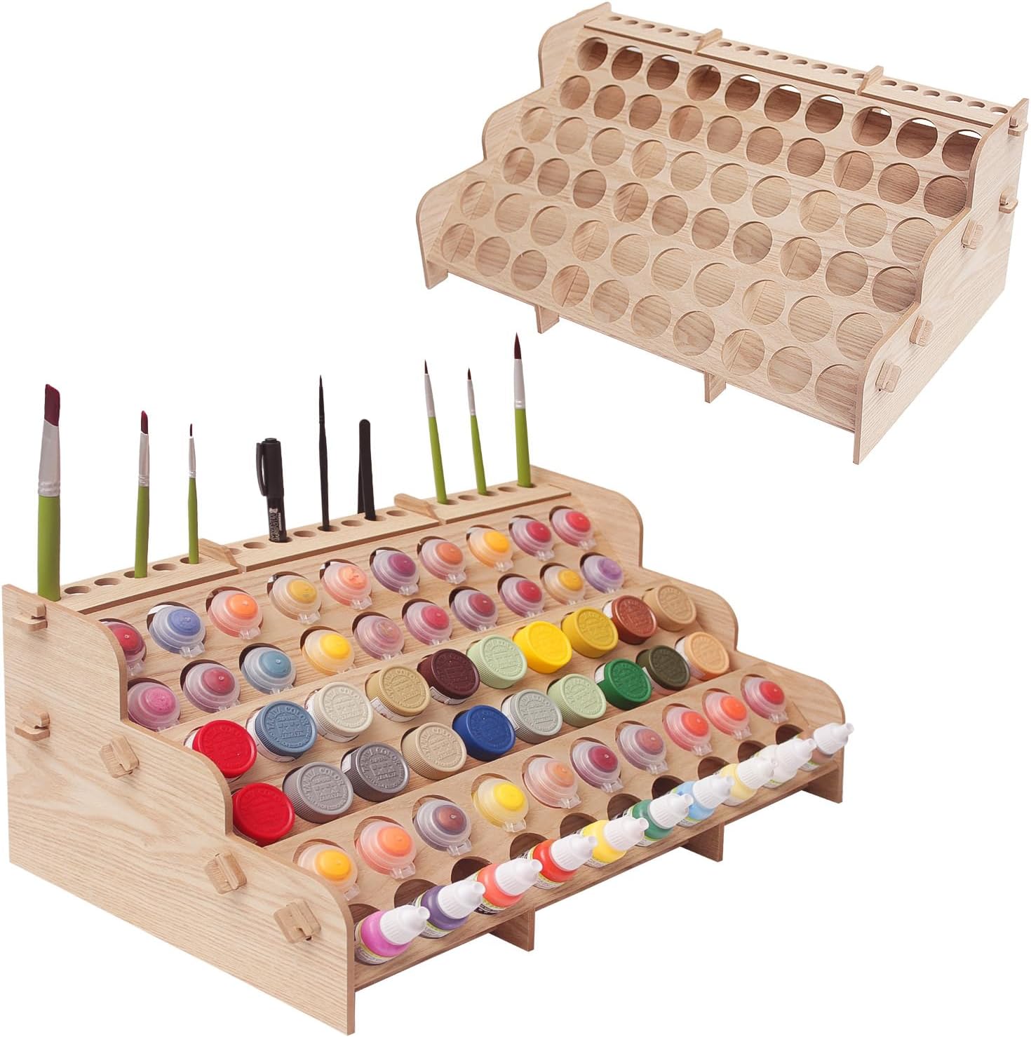 Large Wooden 6-Tiers Paint Organizer for Artists and Crafters