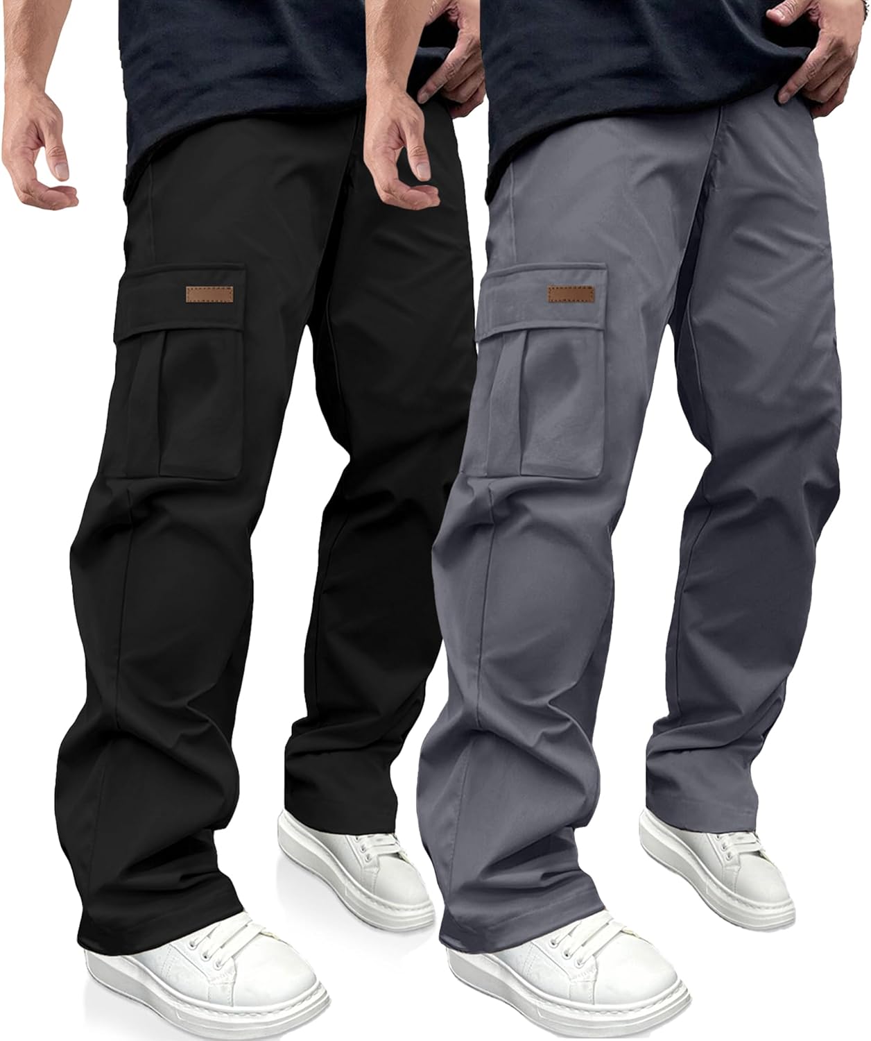 PLEPAN Men's Casual Cargo Pants for Hiking and Workout Use