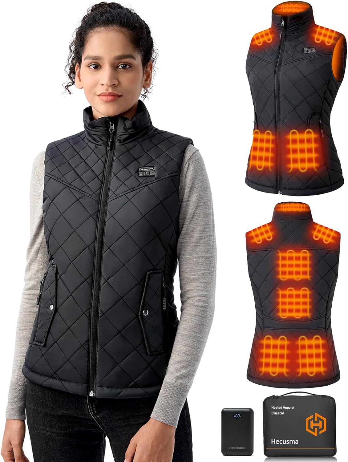 Quilted Heated Vest for Women with 16000mAh Battery Pack