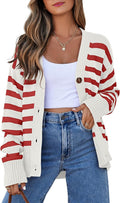 EVALESS Womens Striped Cardigan Sweaters V Neck Lightweight