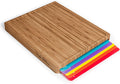 Bamboo Wood Cutting Board Set with 6 Color-Coded Mats - Organized Prep