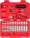 1/4 Inch Drive 6-Point Socket and Ratchet Set, 34-Piece - Complete Kit