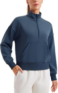 CRZ YOGA SoftAura Half Zip Sweatshirt for Women - Cozy Funnel Neck