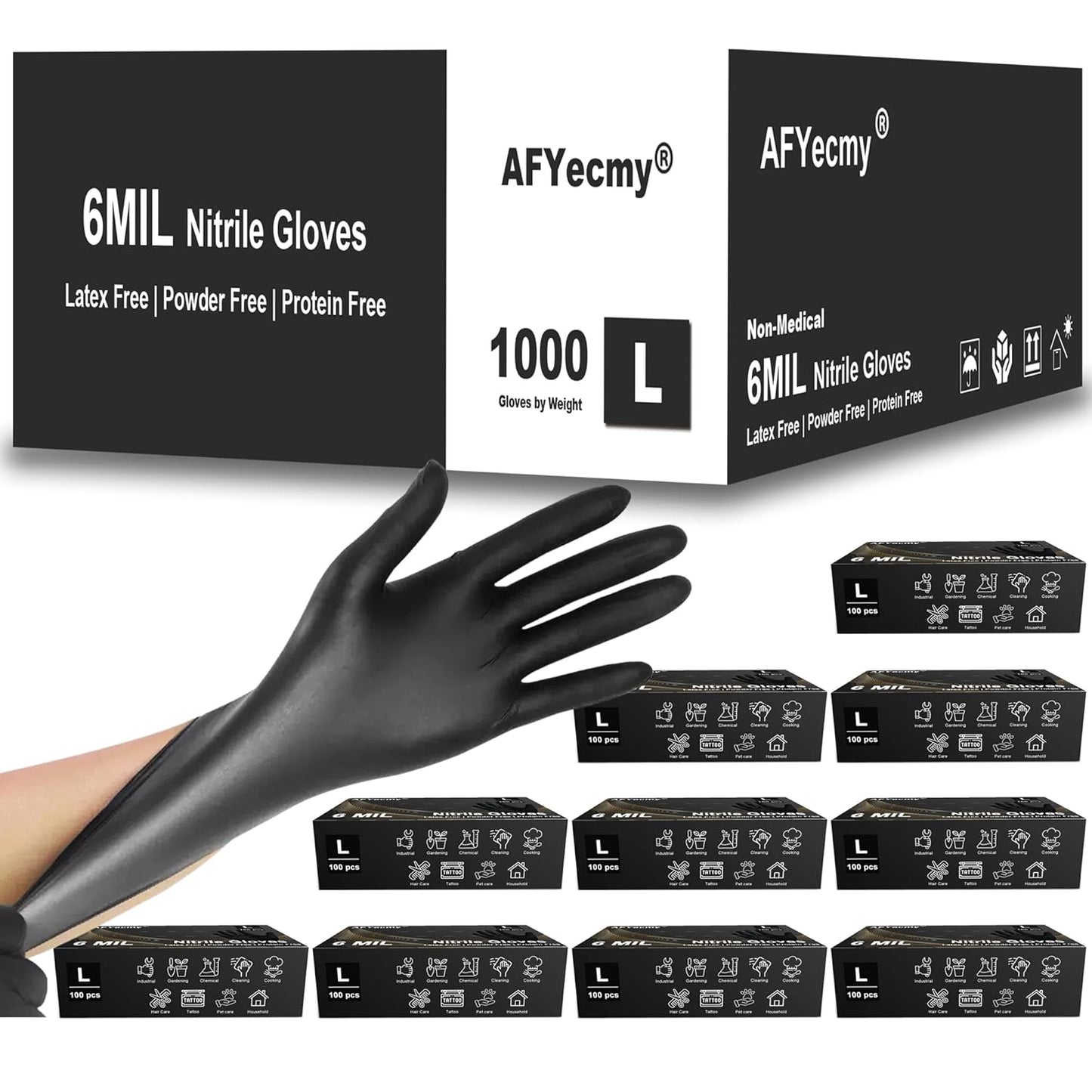 Disposable Nitrile Gloves - Heavy Duty, Food Safe, 1000 Count