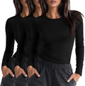 3-Pack Womens Long Sleeve Underscrub Shirts - Cotton Blend Layering