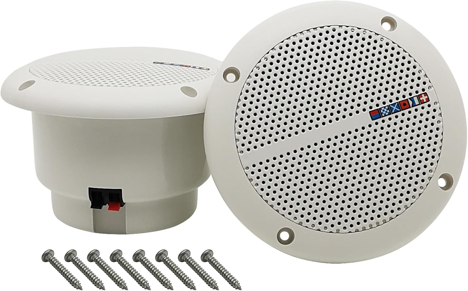 HiQltyla 5.25 Waterproof Outdoor Speakers - Marine/RV/Hot Tub - White (Pair)