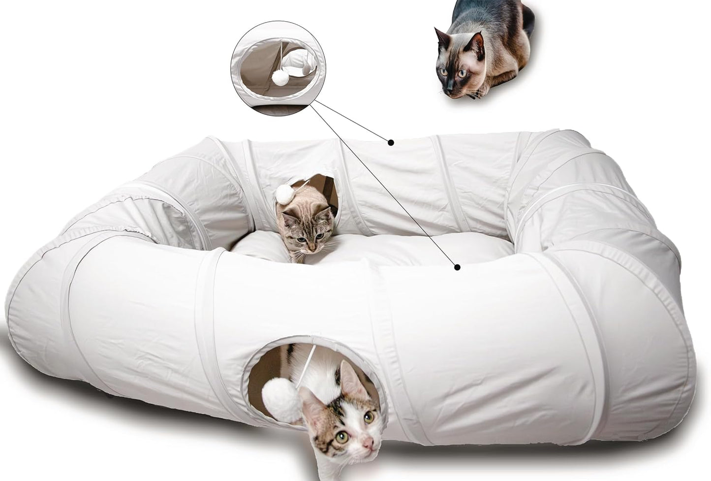 XxingSheep 4 Ways Shuttled XL Cat Tunnel Bed for Indoor Cats