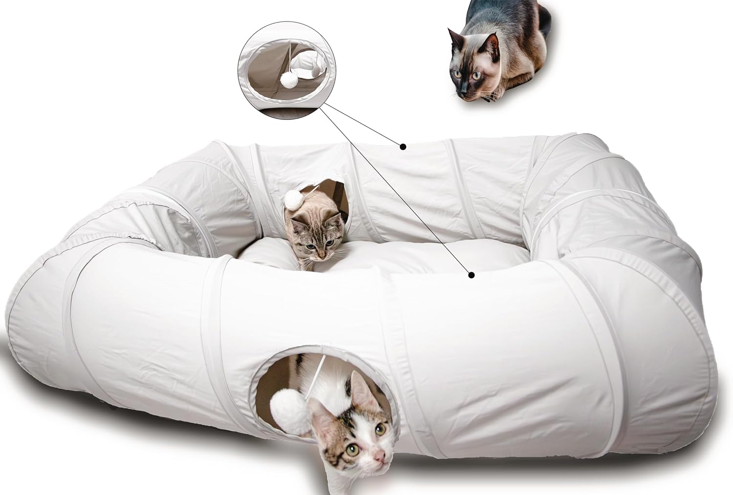 XxingSheep 4 Ways Shuttled XL Cat Tunnel Bed for Indoor Cats