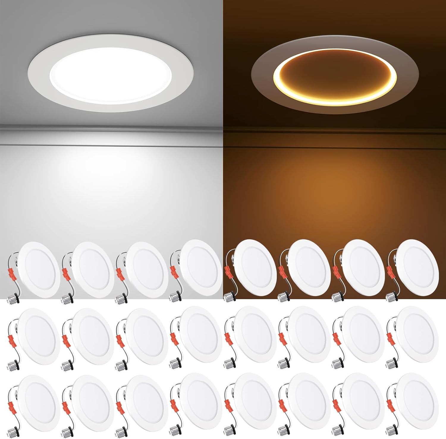 Ensenior 4 Inch LED Can Lights with Night Light - 24 Pack