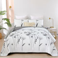 Floral Quilt Set California King Size Gray - Lightweight Farmhouse