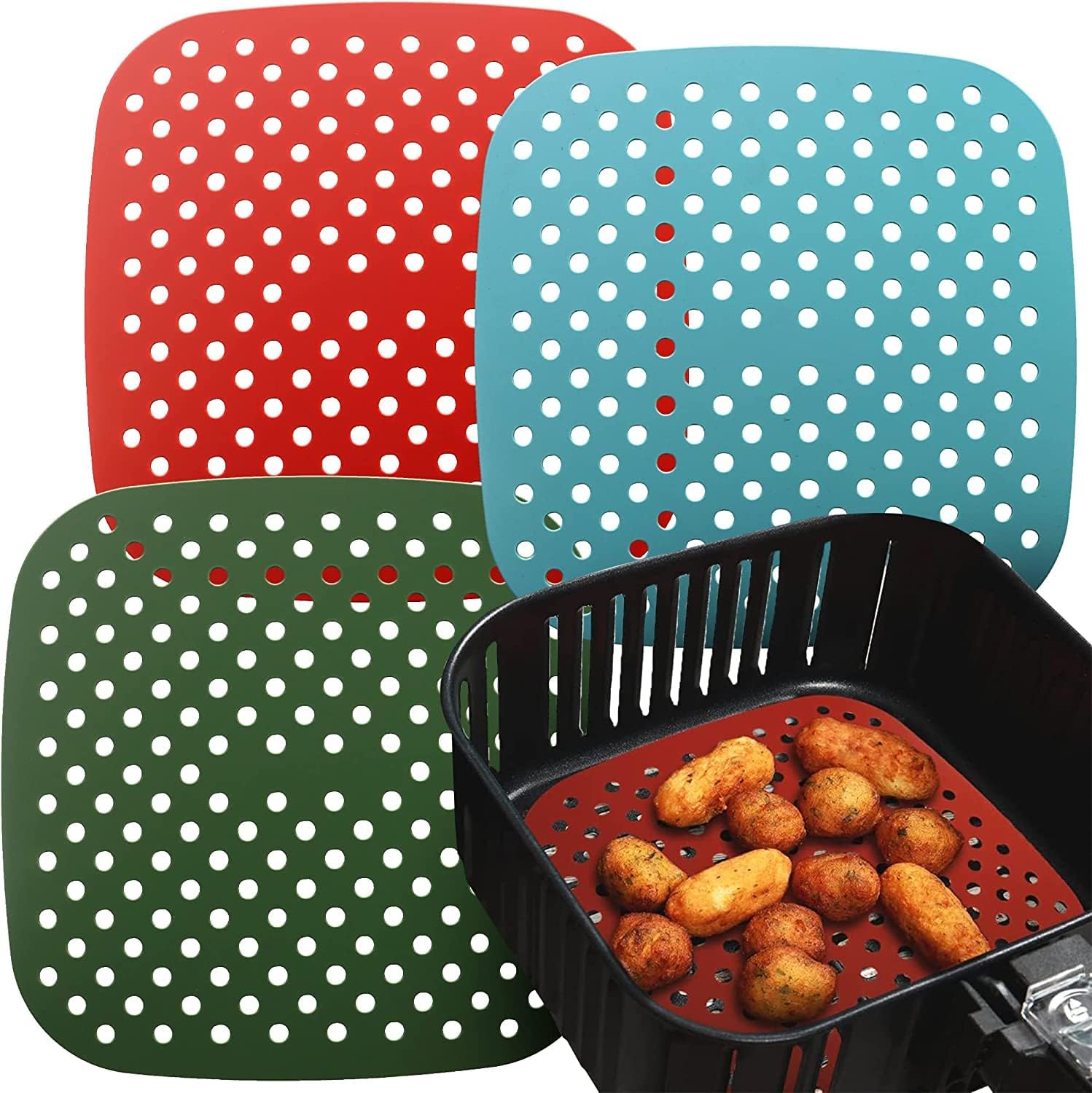 Lindas Essentials Silicone Air Fryer Liners - Non-Stick & Easy-Clean (3 Pack)