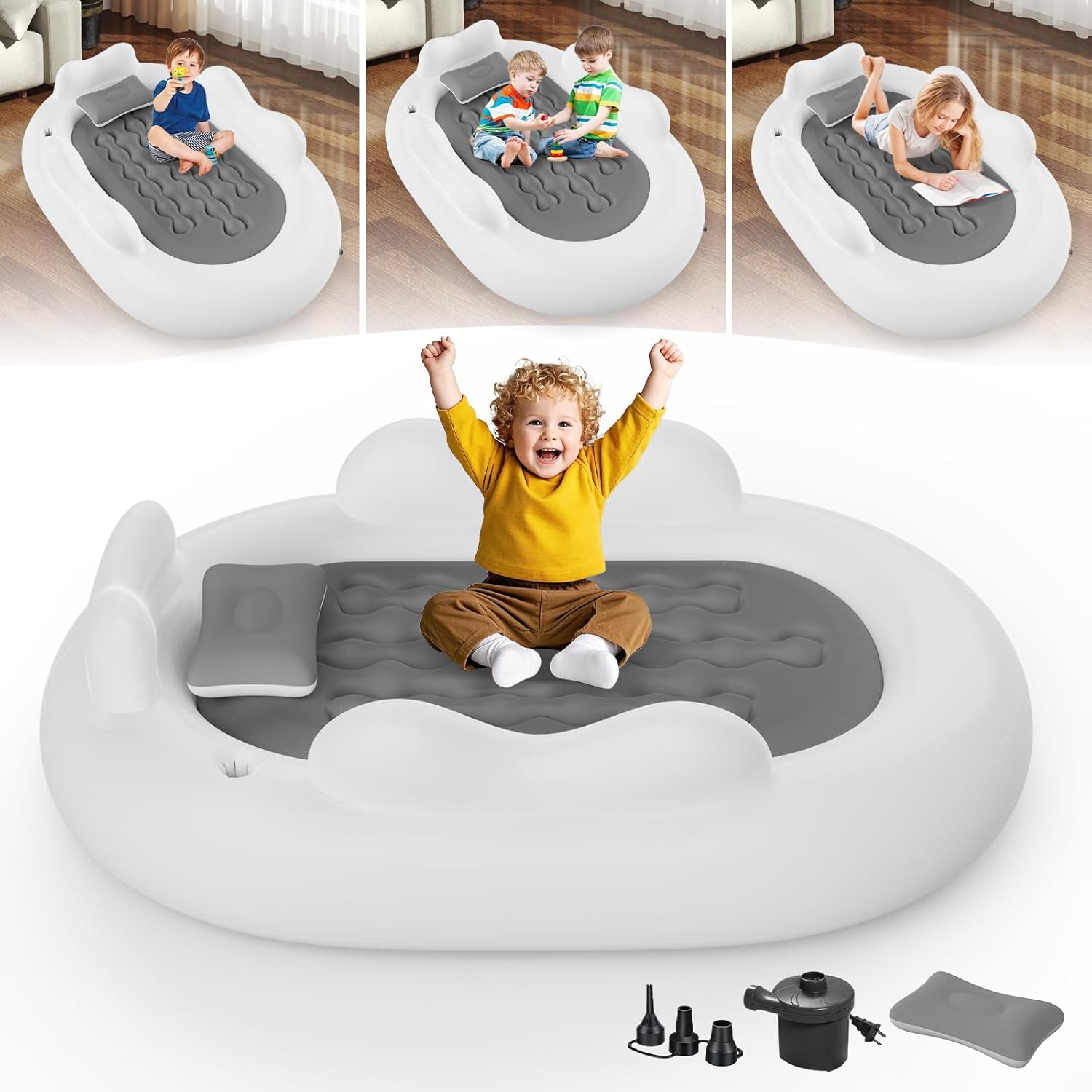 Inflatable Toddler Travel Bed with Electric Pump for Kids