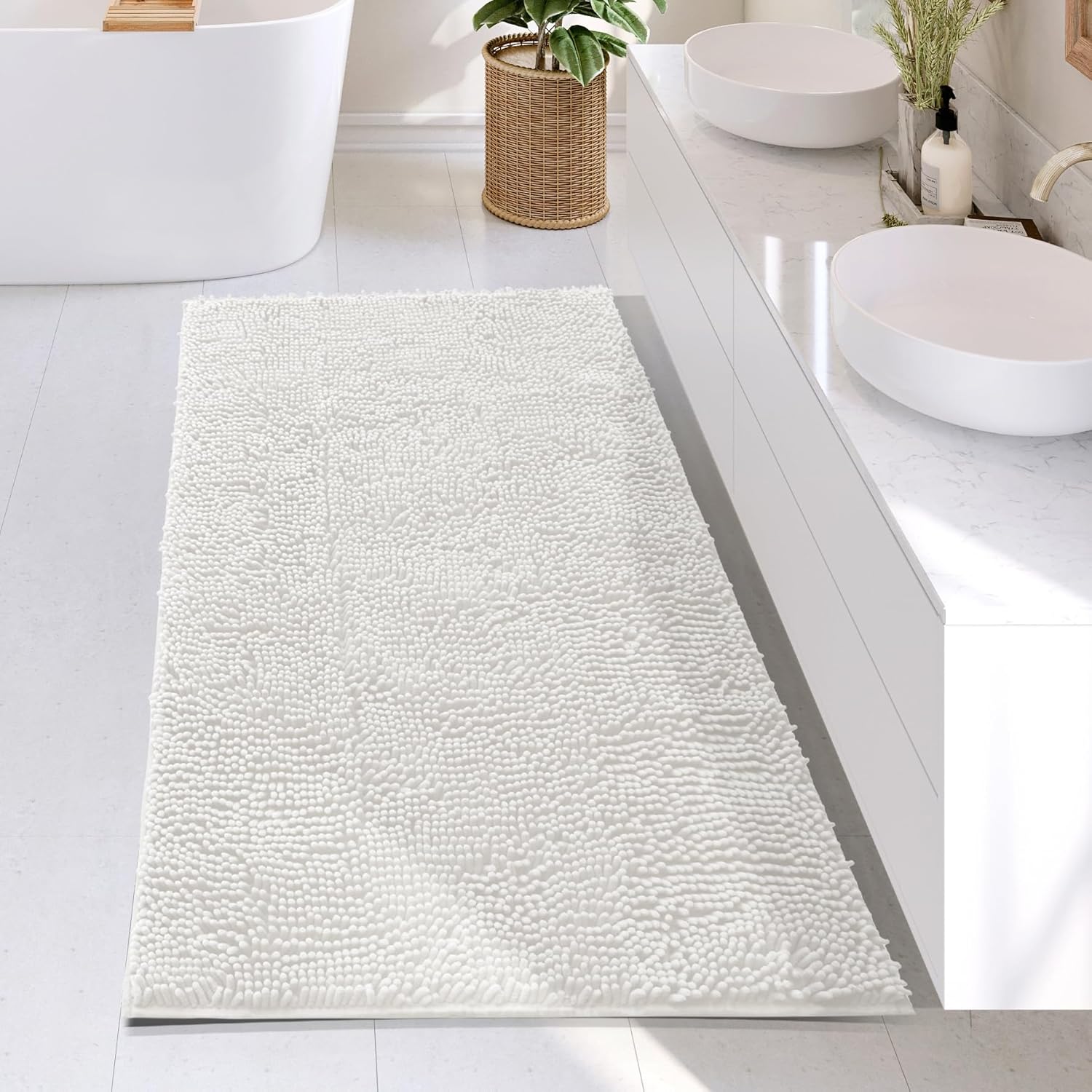 Chenille Bath Mat - Large Non-Slip Bathroom Rug for Comfort