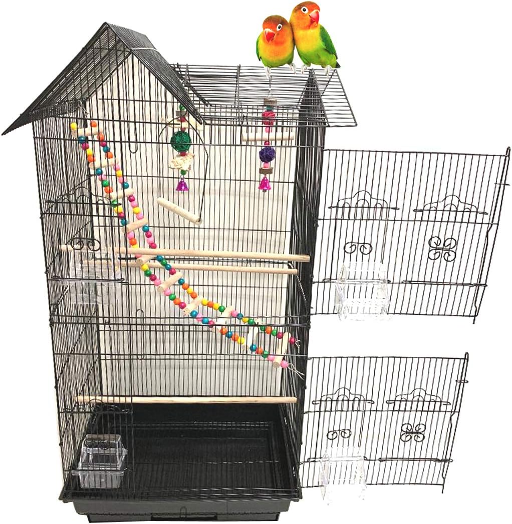 38-Inch Double Roof Top Bird Cage for Cockatiels and Conures