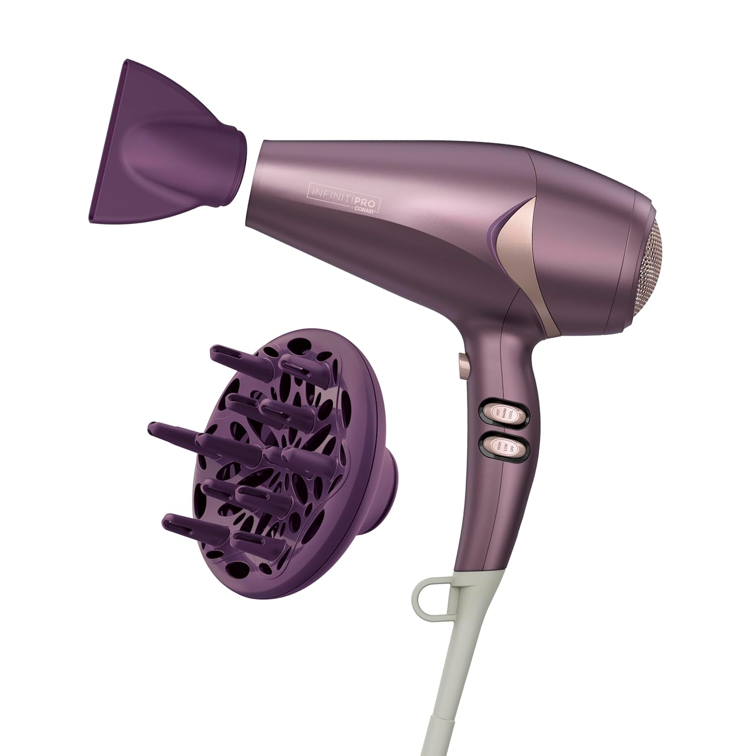 INFINITIPRO Hair Dryer with Diffuser for Quick Style & Shine