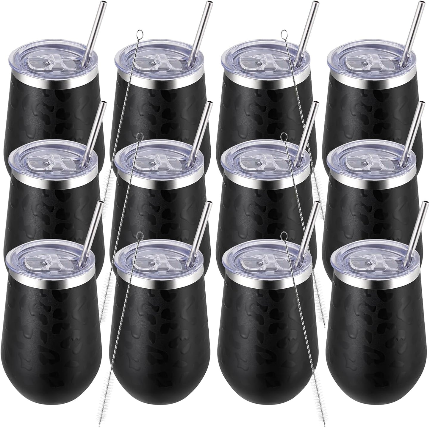 12oz Insulated Wine Tumbler with Lid and Straw for All Occasions