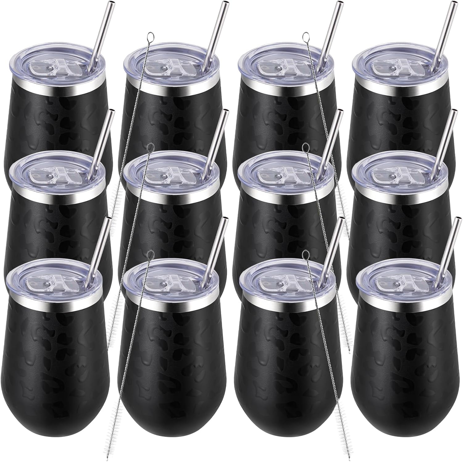 12oz Insulated Wine Tumbler with Lid and Straw for All Occasions