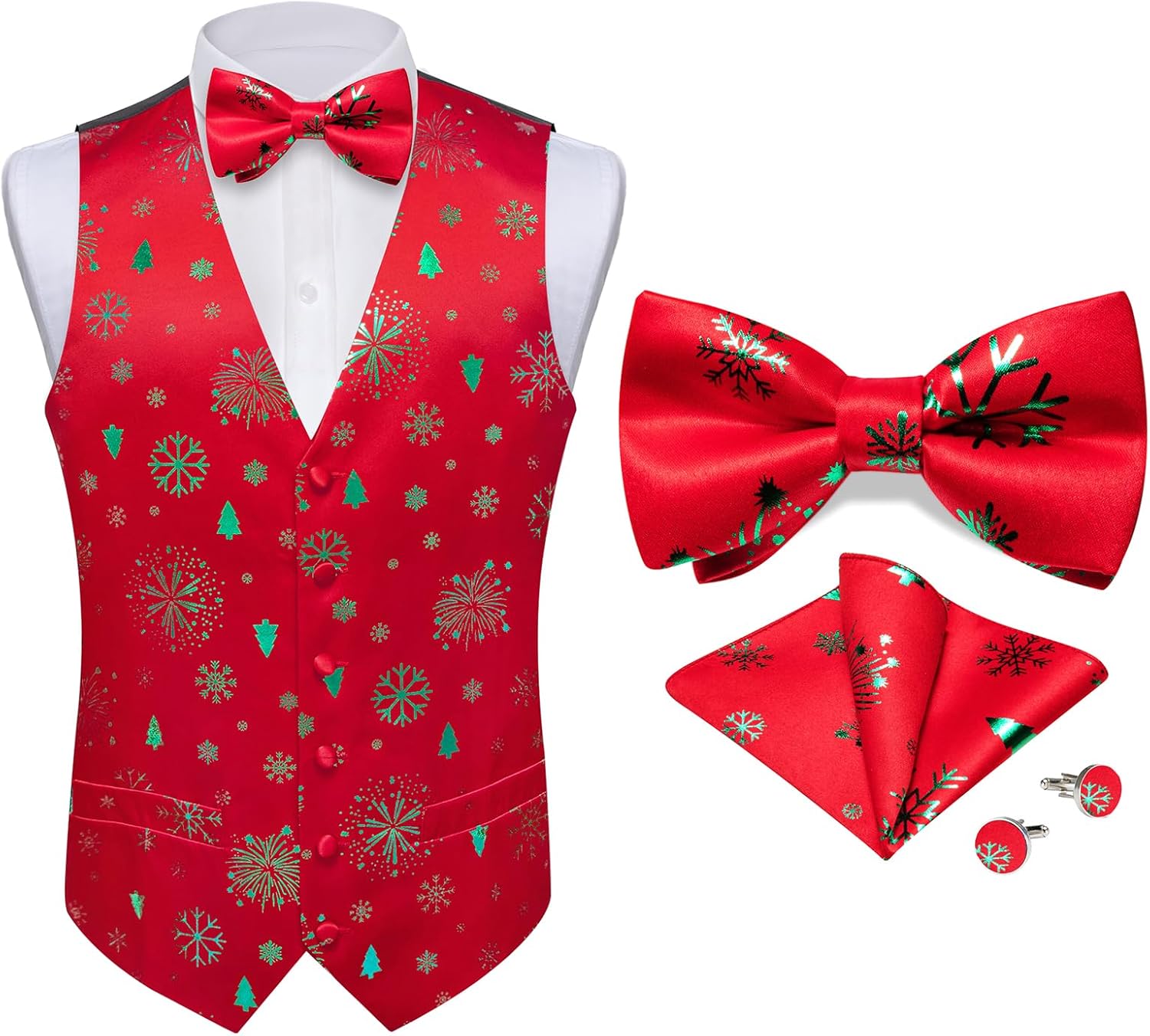 DiBanGu Mens Christmas Suit Vest Set for Holiday Celebrations