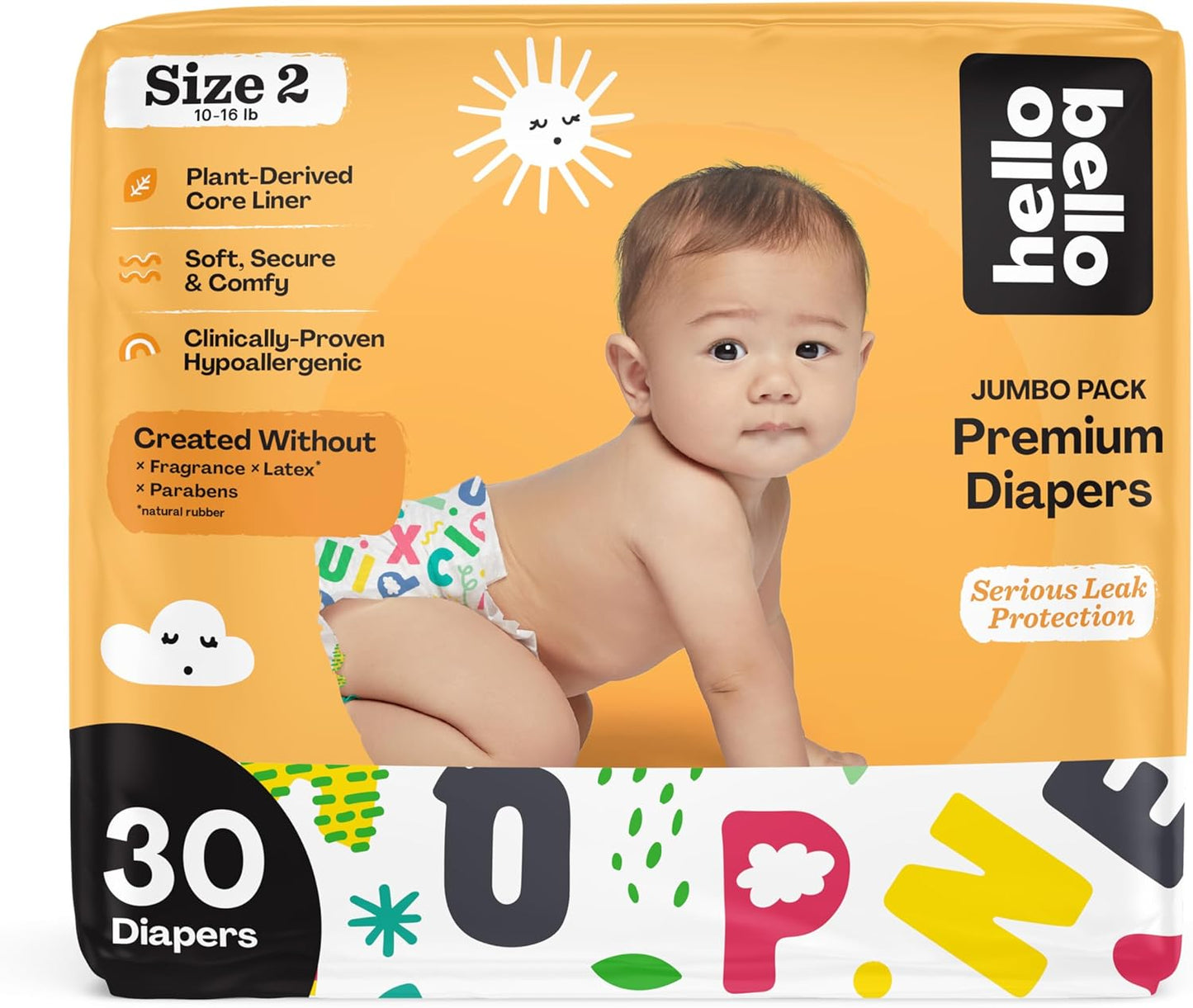 Hello Bello Size 2 Baby Diapers - Extra-Absorbent & Hypoallergenic for Snug Comfort