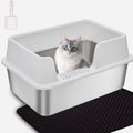 Enclosed High Sided Stainless Steel Cat Litter Box - Easy Clean
