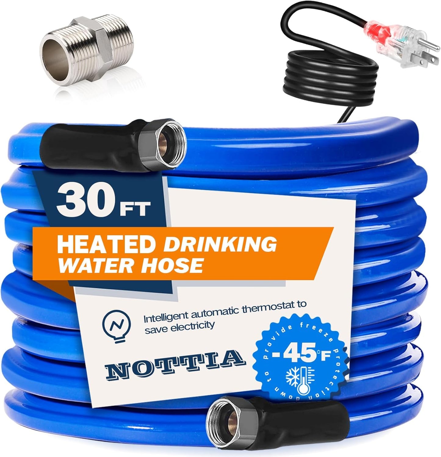 30FT Heated Water Hose for RV by Nottia - Freeze Protection