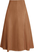 Women's Suede Midi Skirt High Waist A-Line - Fall Winter 2025