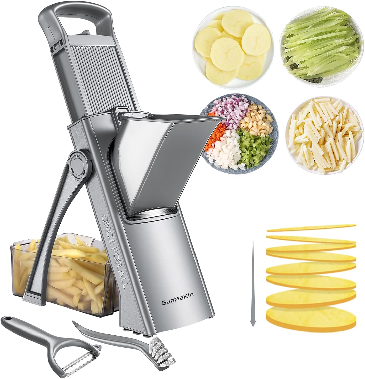 SupMaKin Upgrade Safe Mandoline Slicer for Effortless Meal Prep