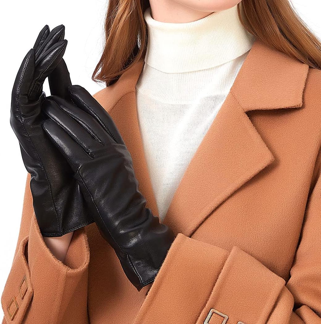 Genuine Sheepskin Leather Women's Gloves - Luxe Cashmere Lined