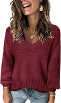 JOCAFIYE Womens Lightweight V Neck Pullover Sweater - Soft Casual Knit