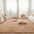 Coffee Rabbit Plush Area Rug 6ft x 9ft - Soft Faux Fur Shaggy Rug