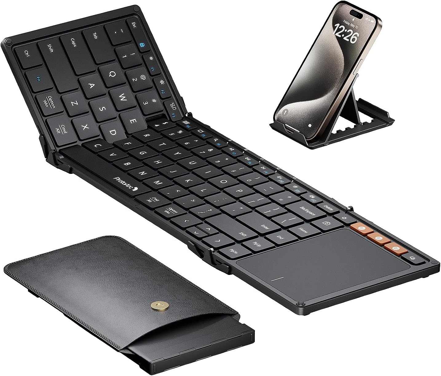 Folding Bluetooth Keyboard with Touchpad - Full Size Keys