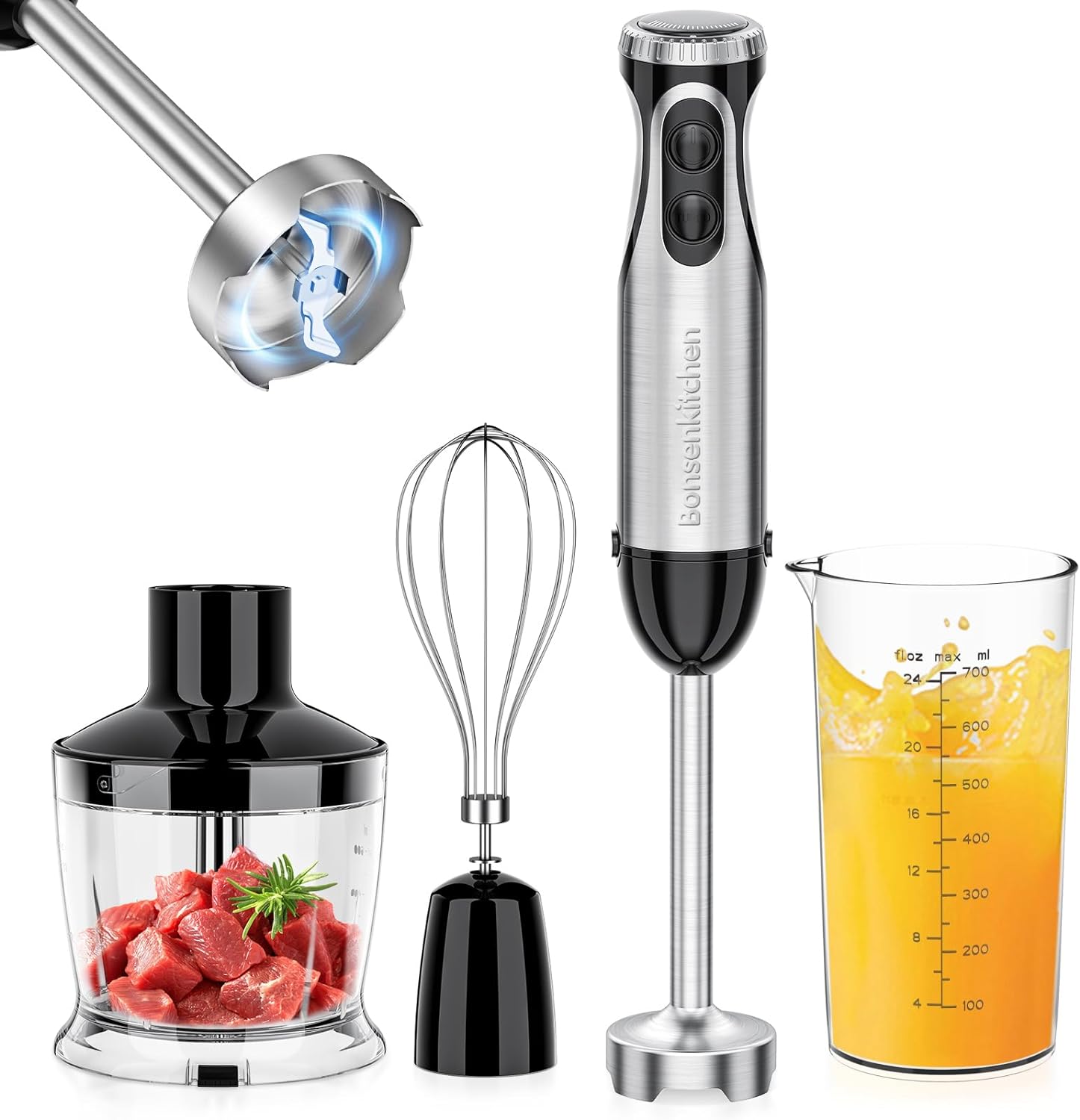 Bonsenkitchen 20-Speed Turbo Hand Blender Set