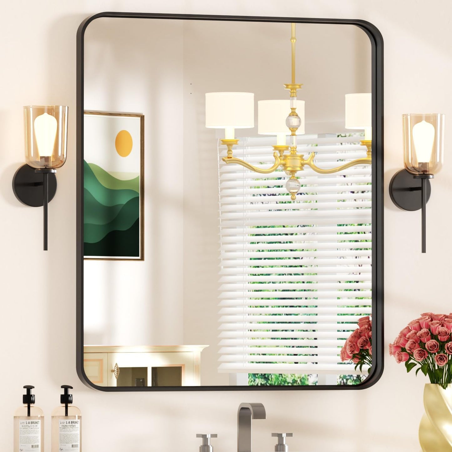 2832 Black Frame Mirror for Over Sink - Stylish Bathroom Decor