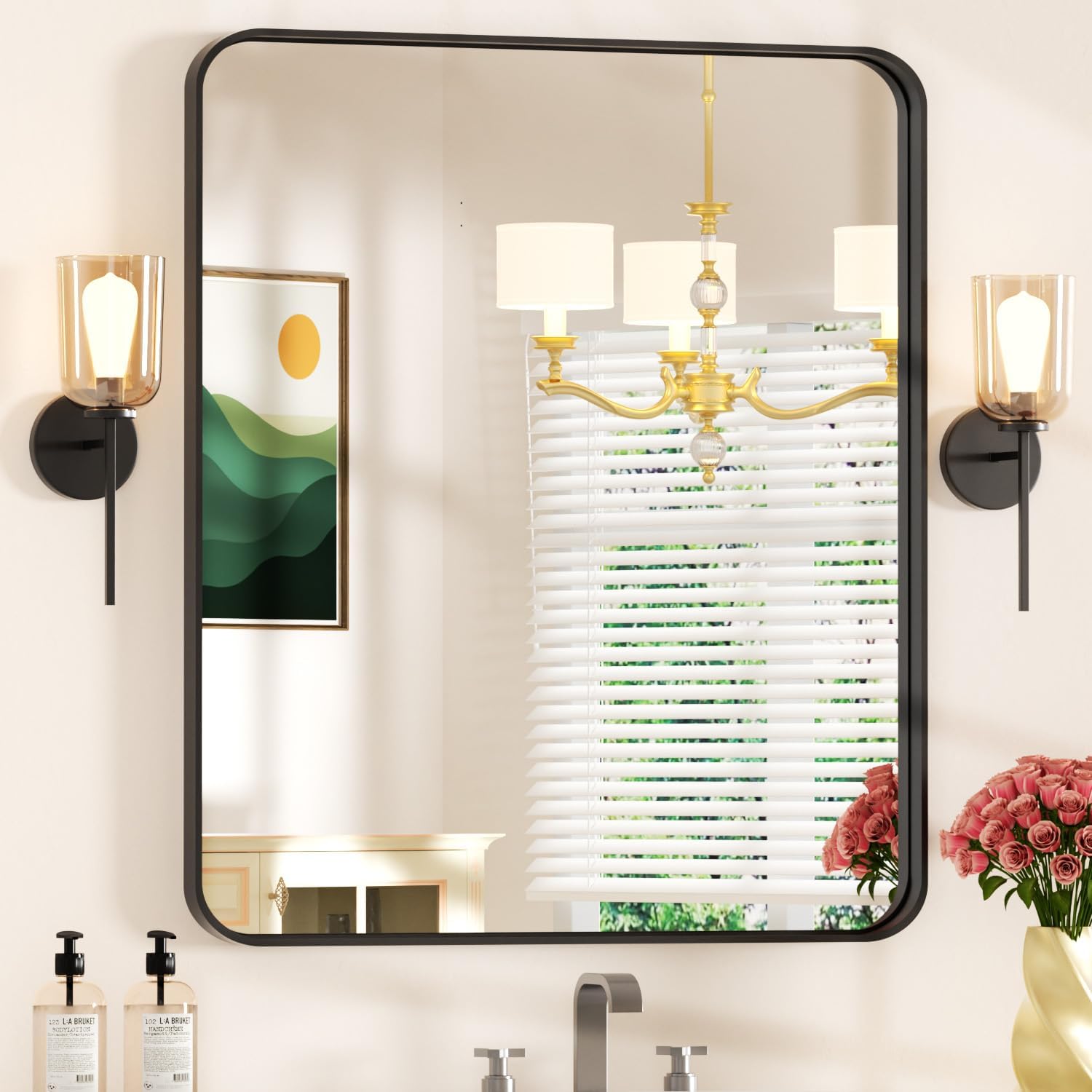 2832 Black Frame Mirror for Over Sink - Stylish Bathroom Decor