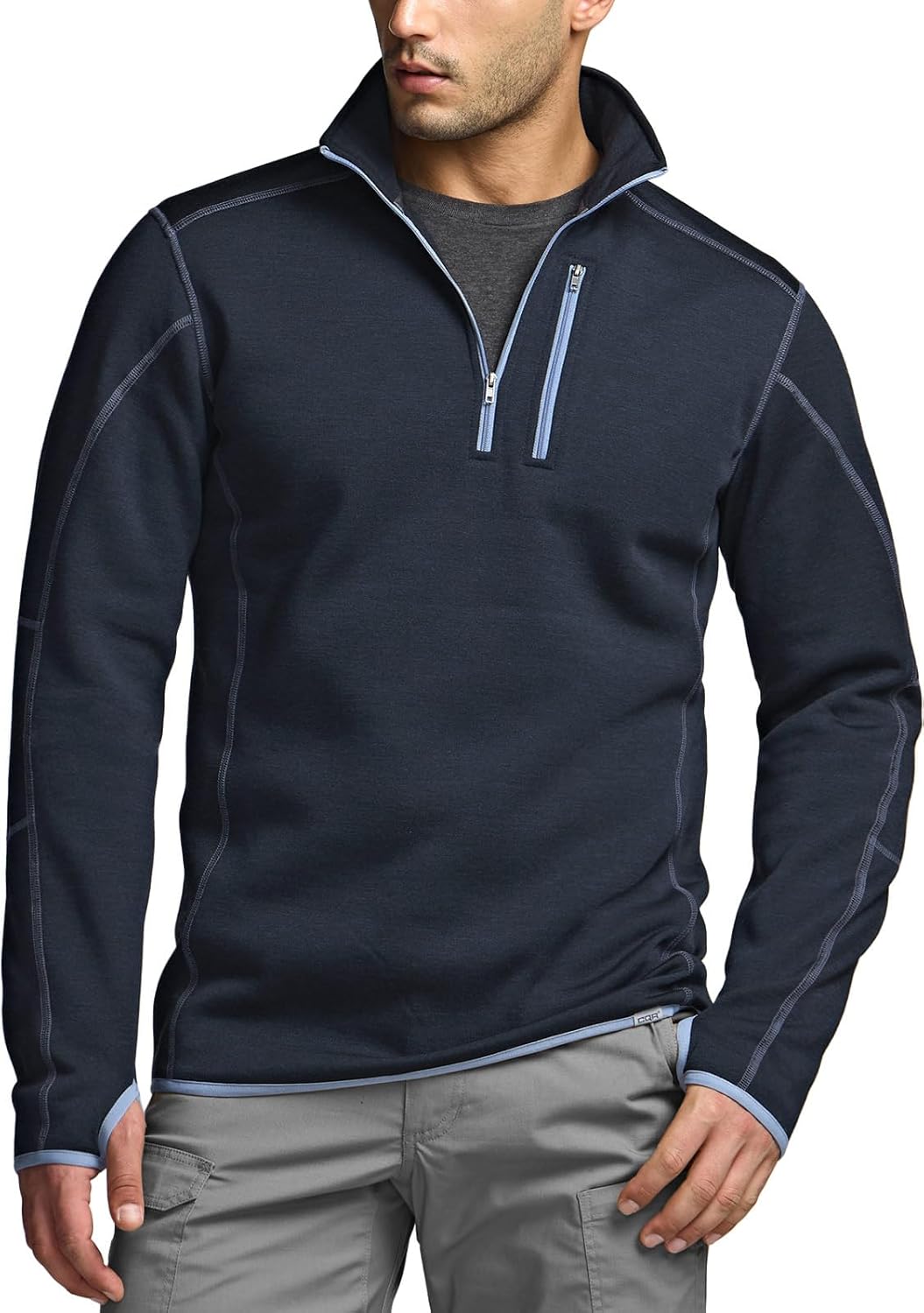 CQR Men's Quarter Zip Utility Fleece Pullover for Outdoor Use