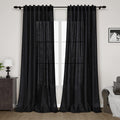 Nanspring Black Curtains 95 in 2-Panel Set - Light Filtering Linen