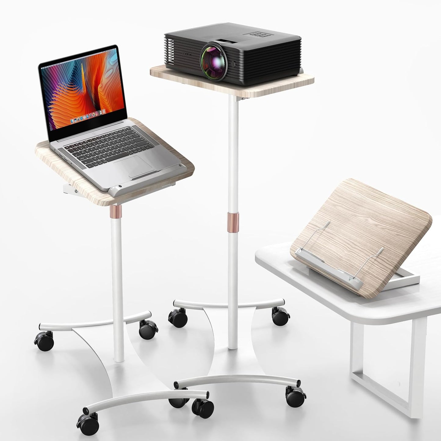 Rolling Laptop Stand for Home and Office with Adjustable Height