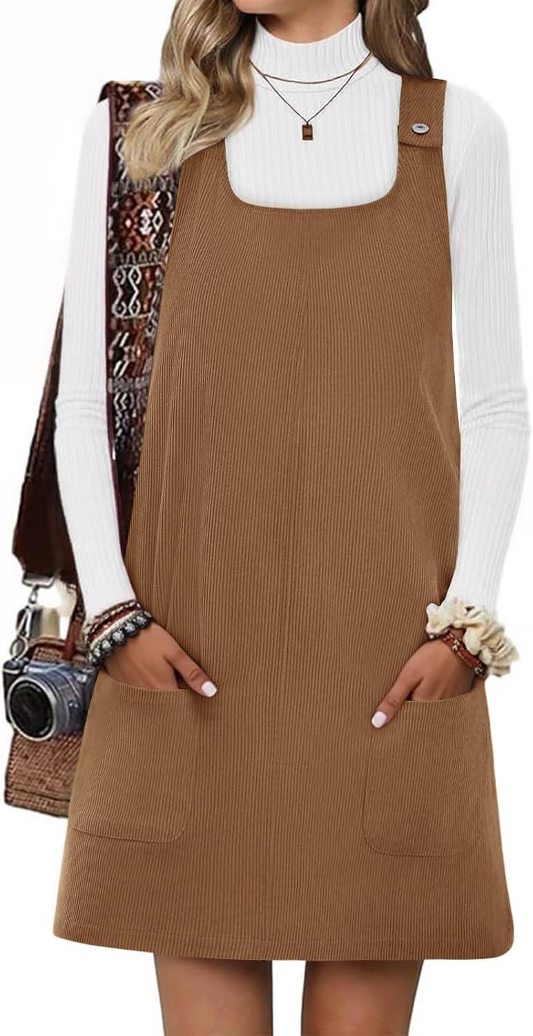 Yousify Womens Corduroy Overall Dress for Casual Style Lovers