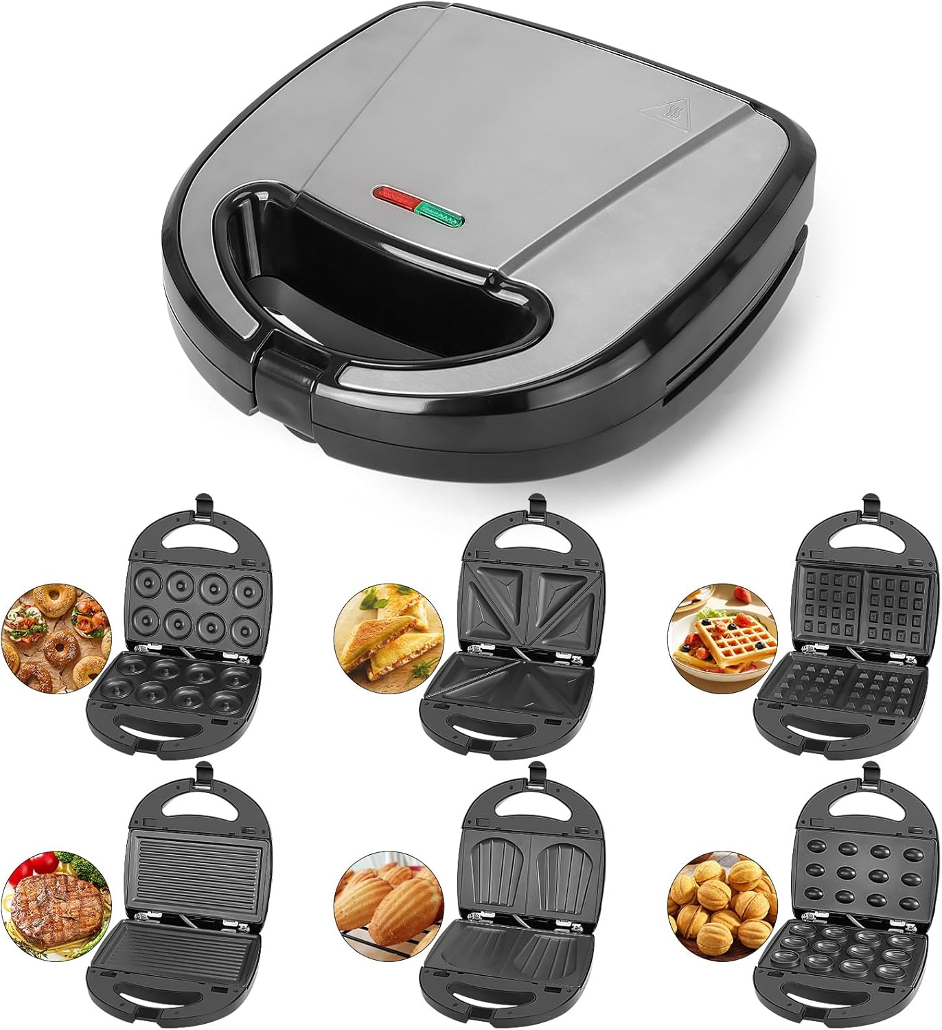 6-in-1 Mini Waffle & Donut Maker: Non-Stick & Versatile!