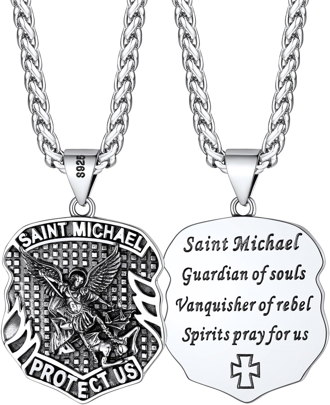 Saint Michael Necklace in Stainless Steel and Gold Plated Design
