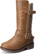 Girls Knee High Winter Motorcycle Riding Boots - Cozy Faux Fur Lining