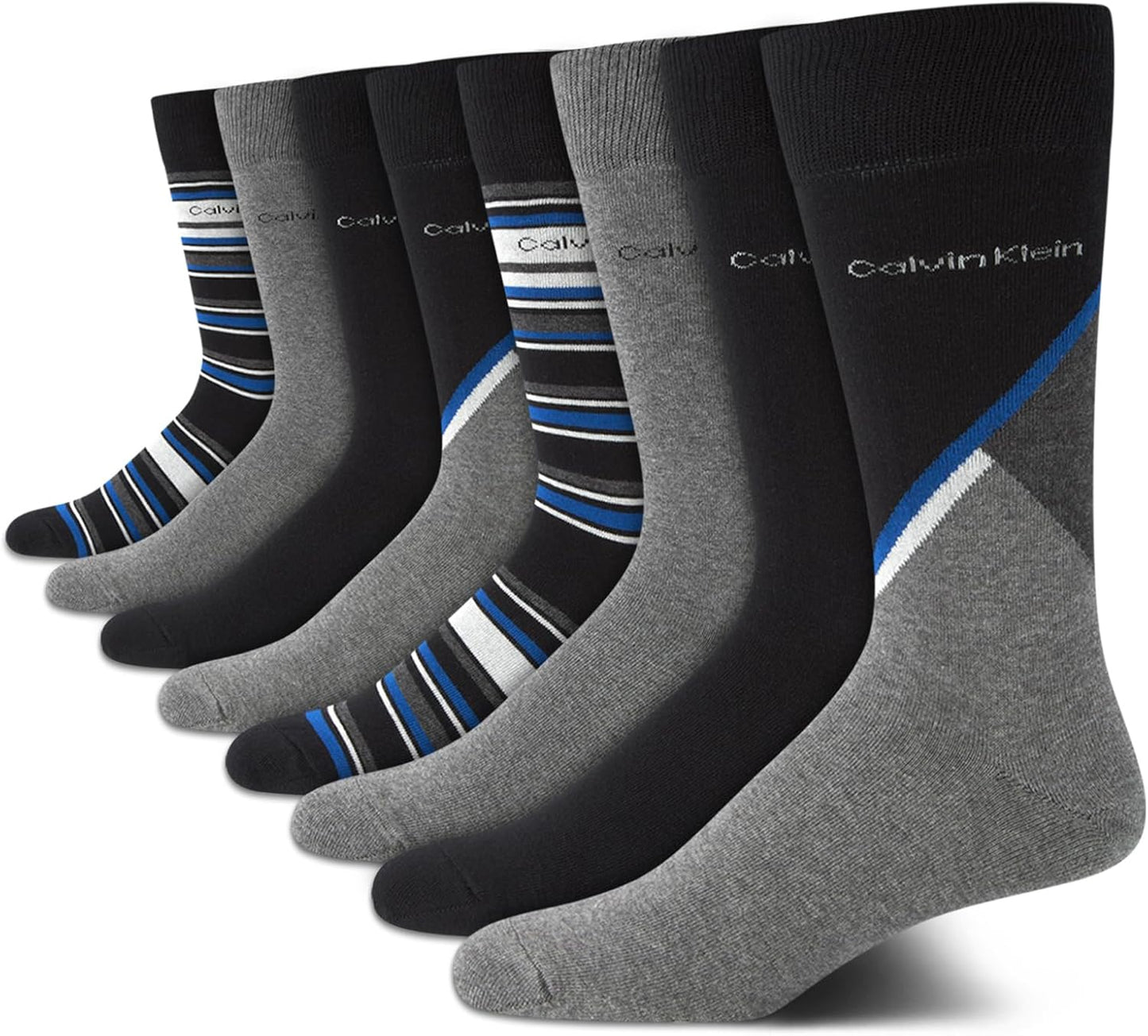 Calvin Klein Men's Dress Socks - 8 Pack Breathable Cotton Crew