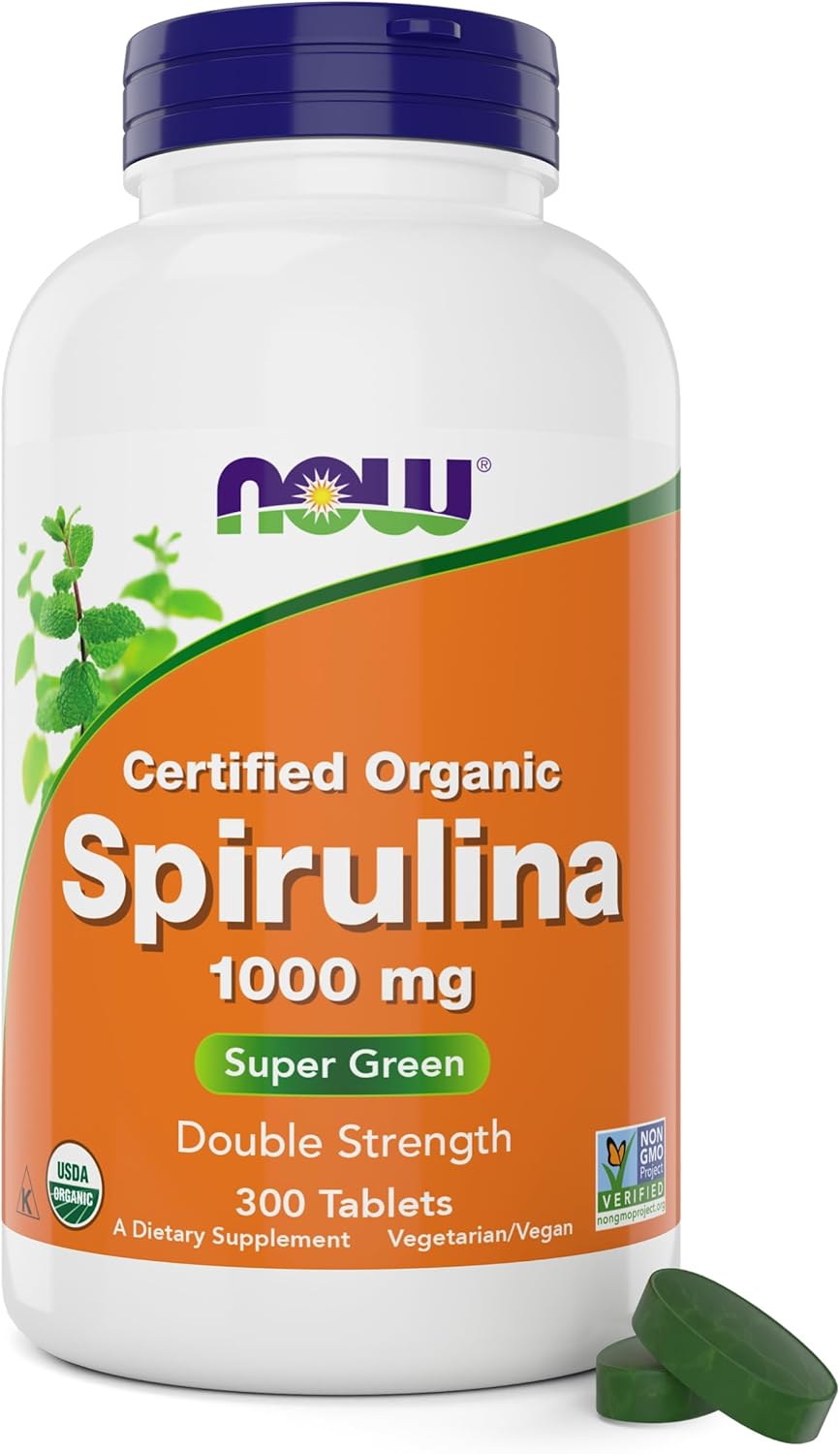 NOW Foods Organic Spirulina Tablets - Double Strength 1000mg