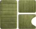 Sage Green Memory Foam Bathroom Rug Set 3 Piece - Soft Absorbent