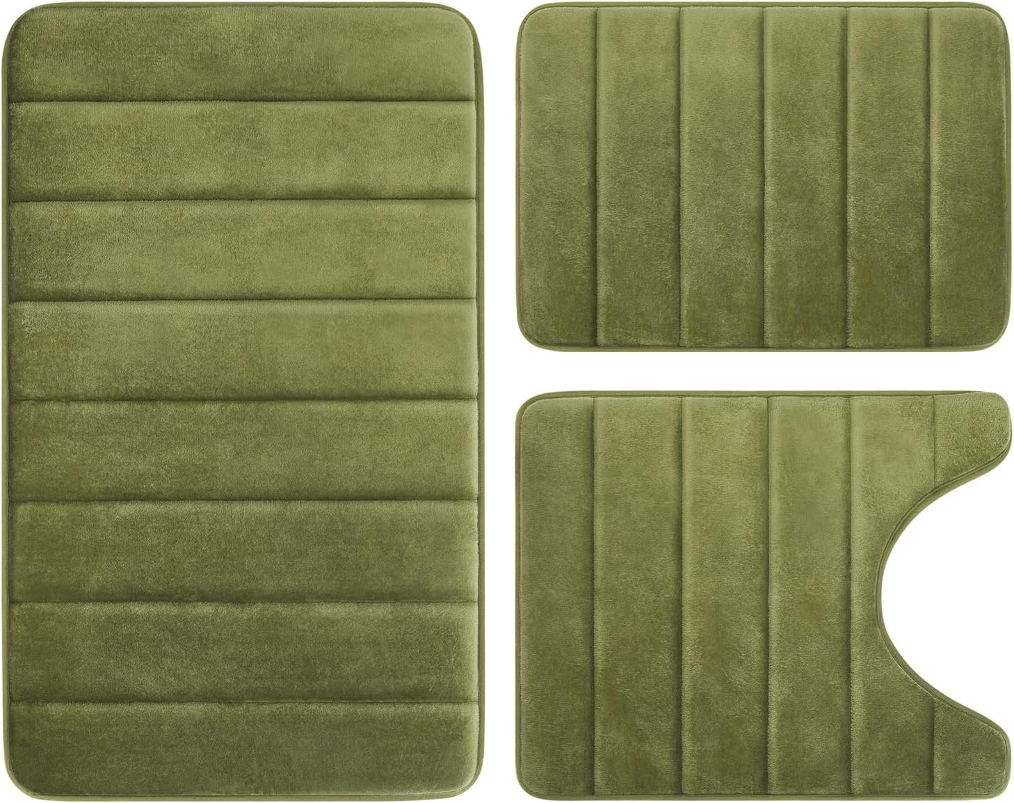 BYSURE Sage Green Memory Foam Bathroom Rug Set for Comfort