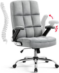 High Back Fabric Home Office Chair with Flip-up Arms - Thick Padding