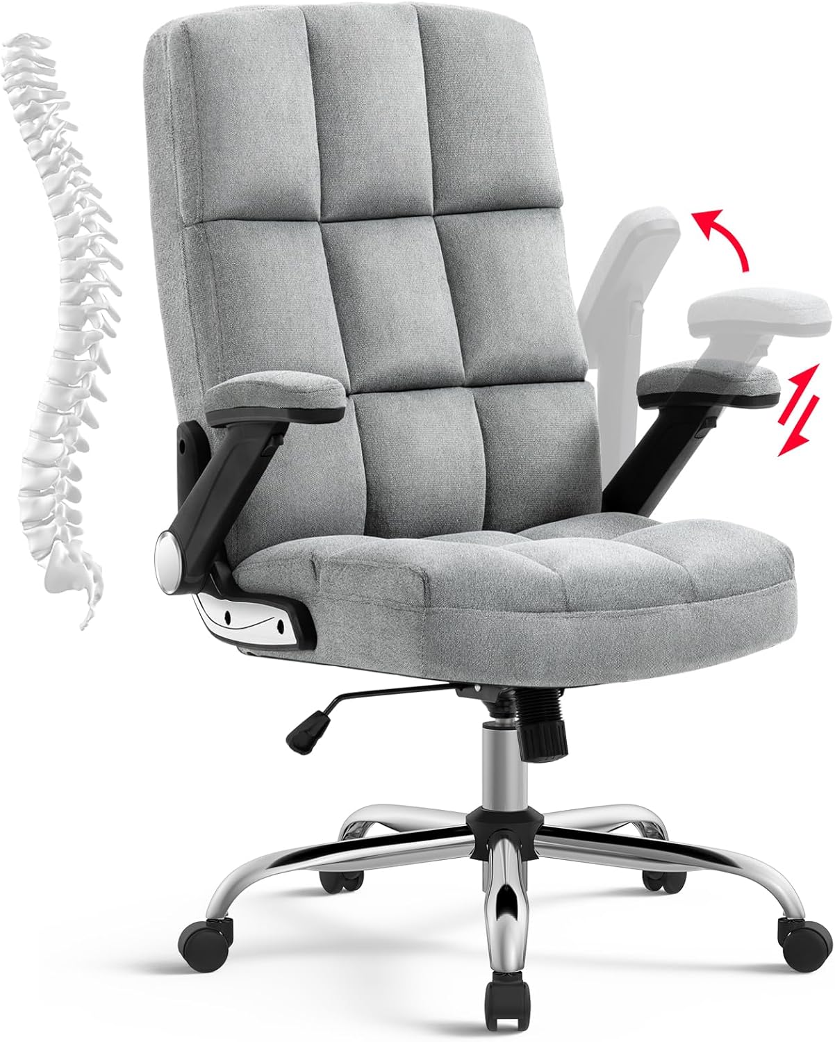 SEATZONE High Back Fabric Home Office Chair with Ergonomic Design
