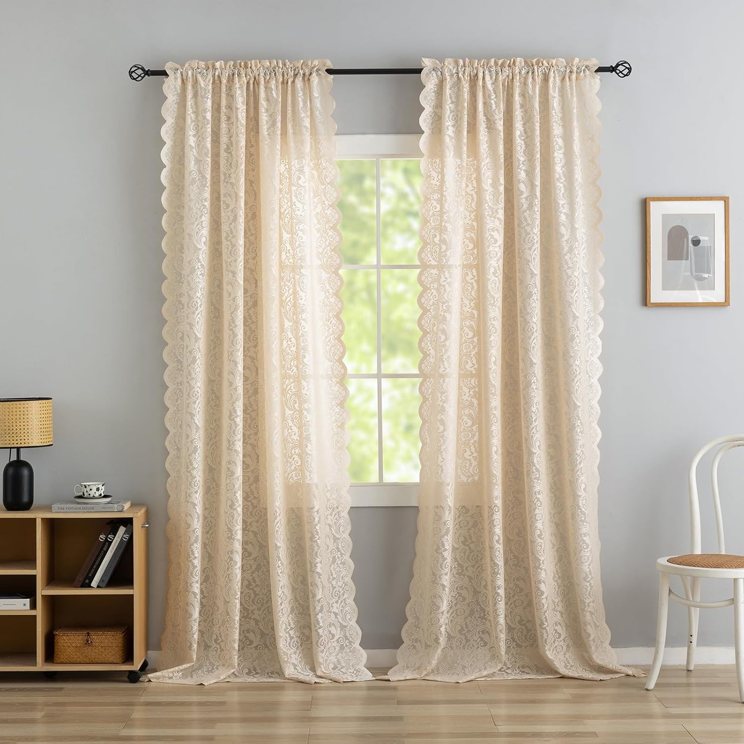 ALIGOGO Beige Curtains 108 Inches Long for Cozy Living Spaces